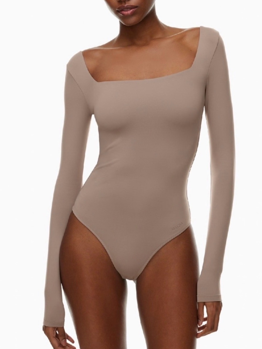 Aritzia Babaton Contour Squareneck Longsleeve Bodysuit XS Taupe